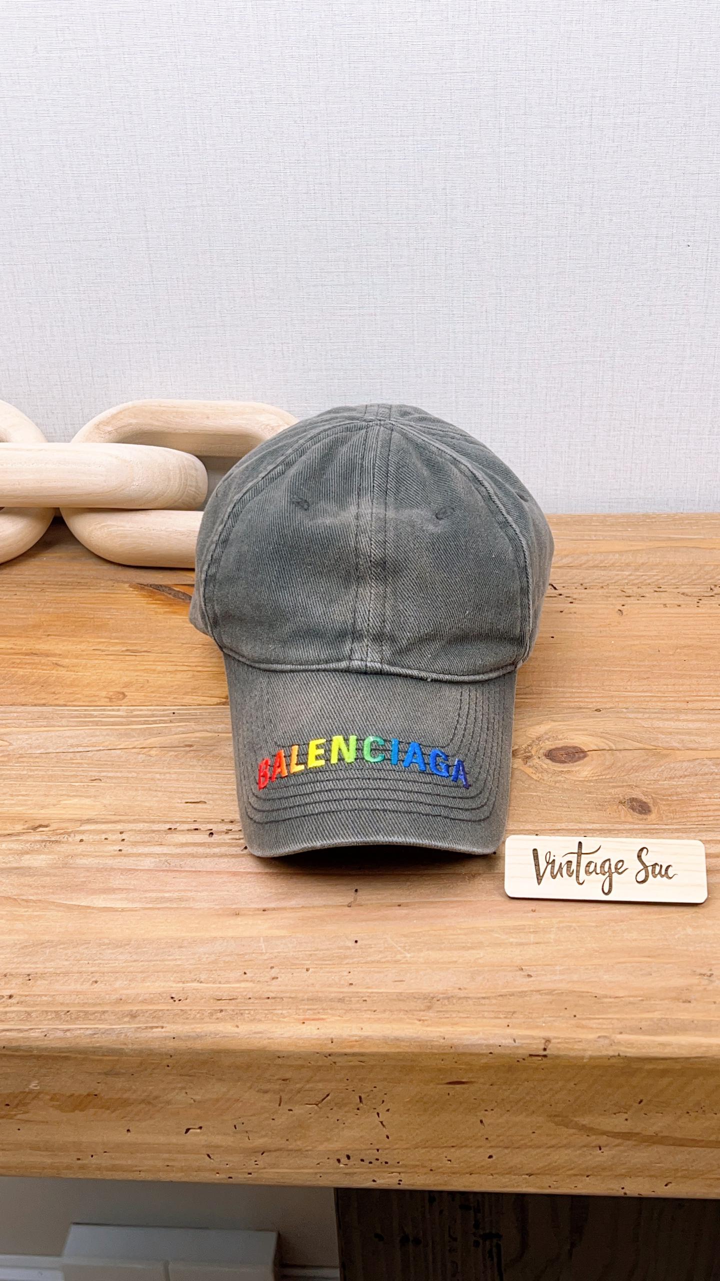 Balenciaga Dark Grey Denim Logo Baseball Cap (size L) – VintageSac