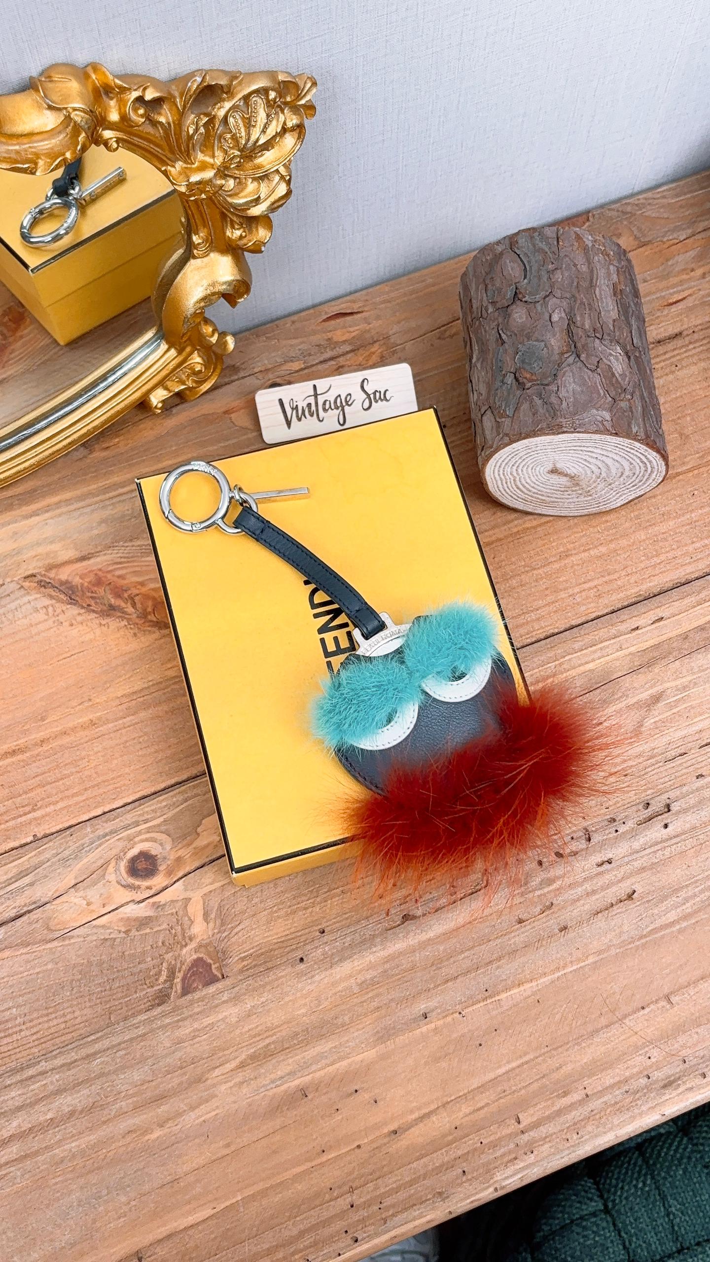 Fendi Teal Blue Mirror Bag Bugs Charm – VintageSac