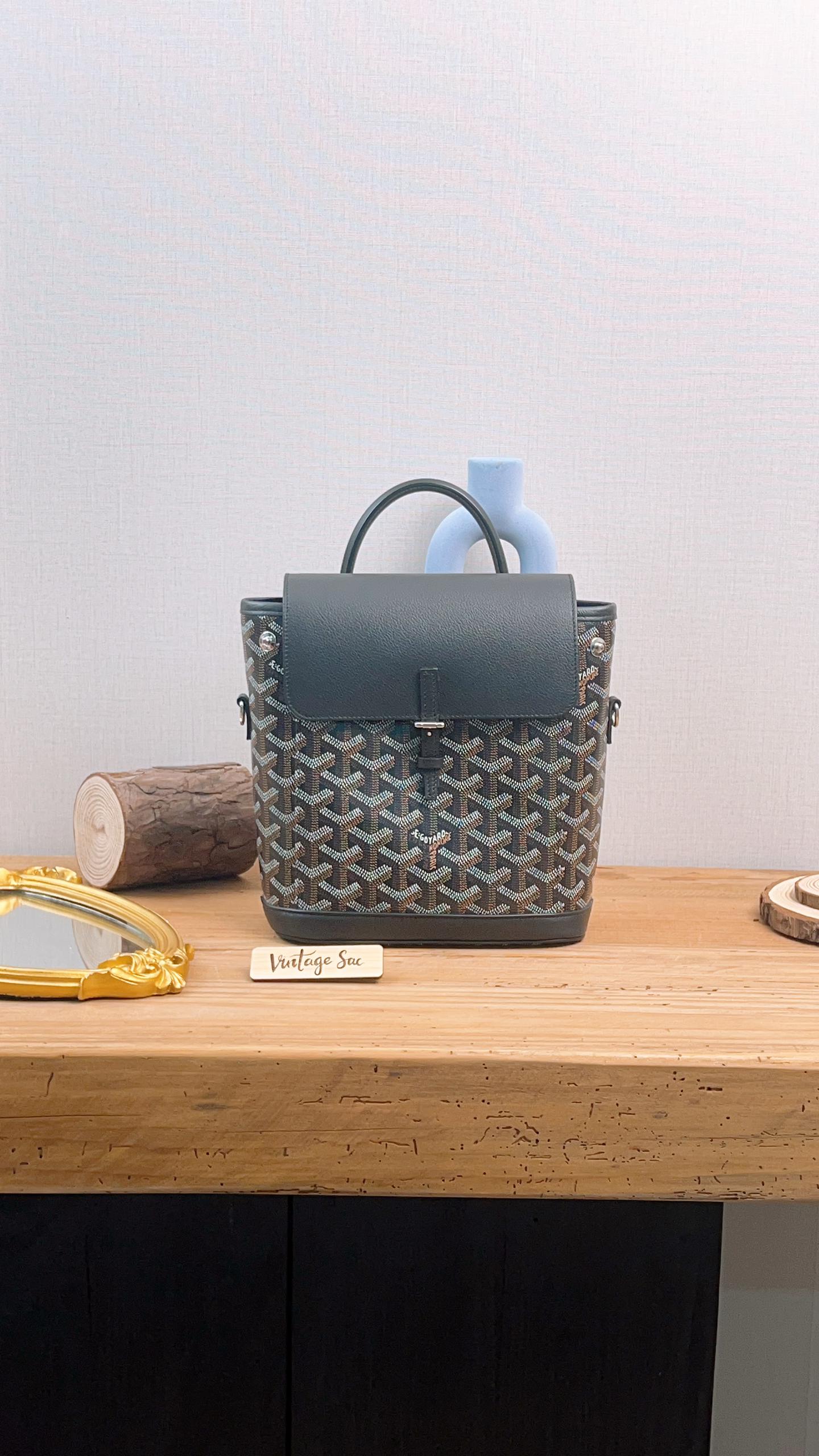 Goyard Black Goyardine Alpin Mini Backpack – VintageSac Goyard Black Goyardine Alpin Mini Backpack – VintageSac