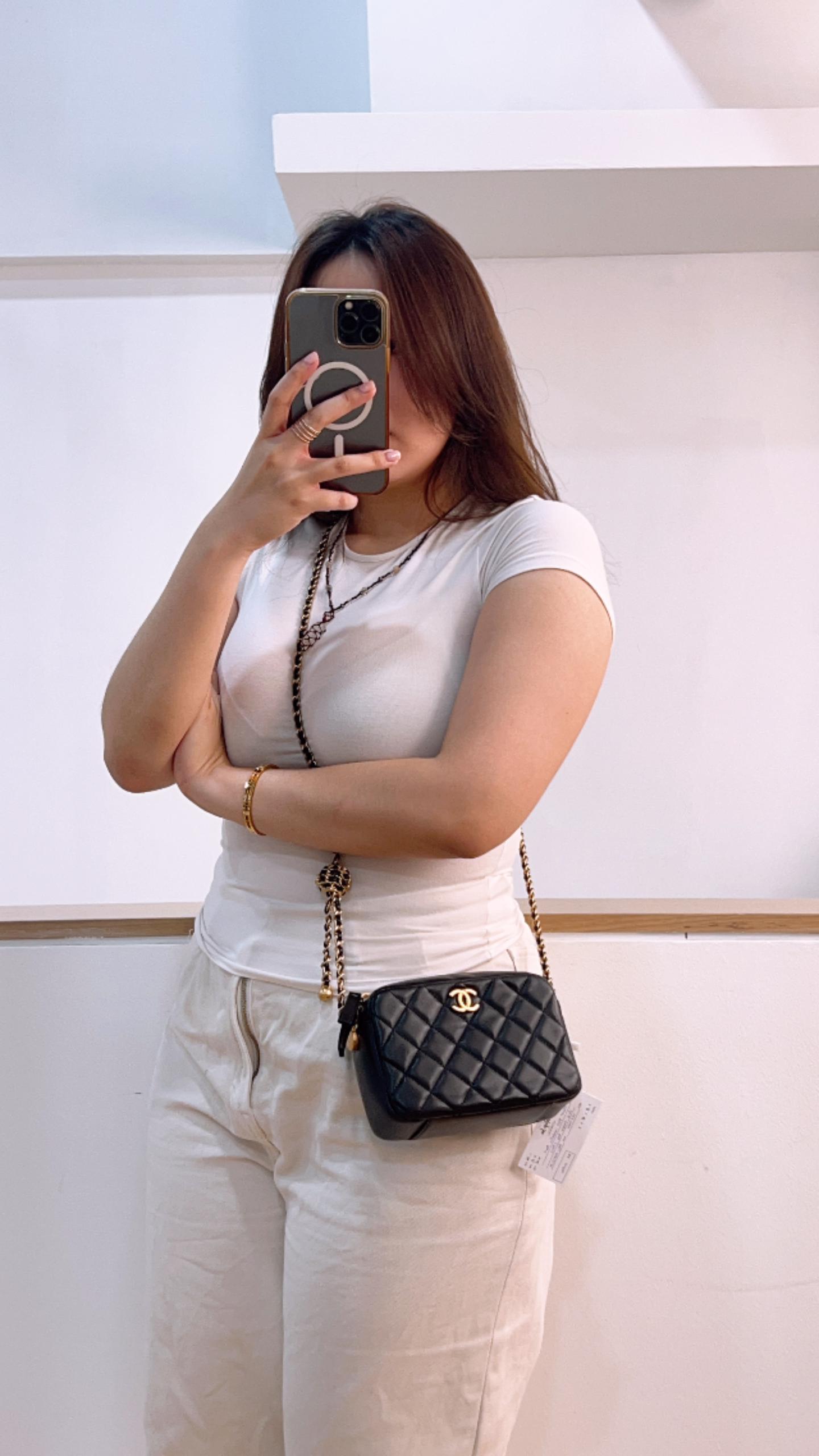 Chanel Black Lambskin Pearl Crush Camera Bag (GHW)
