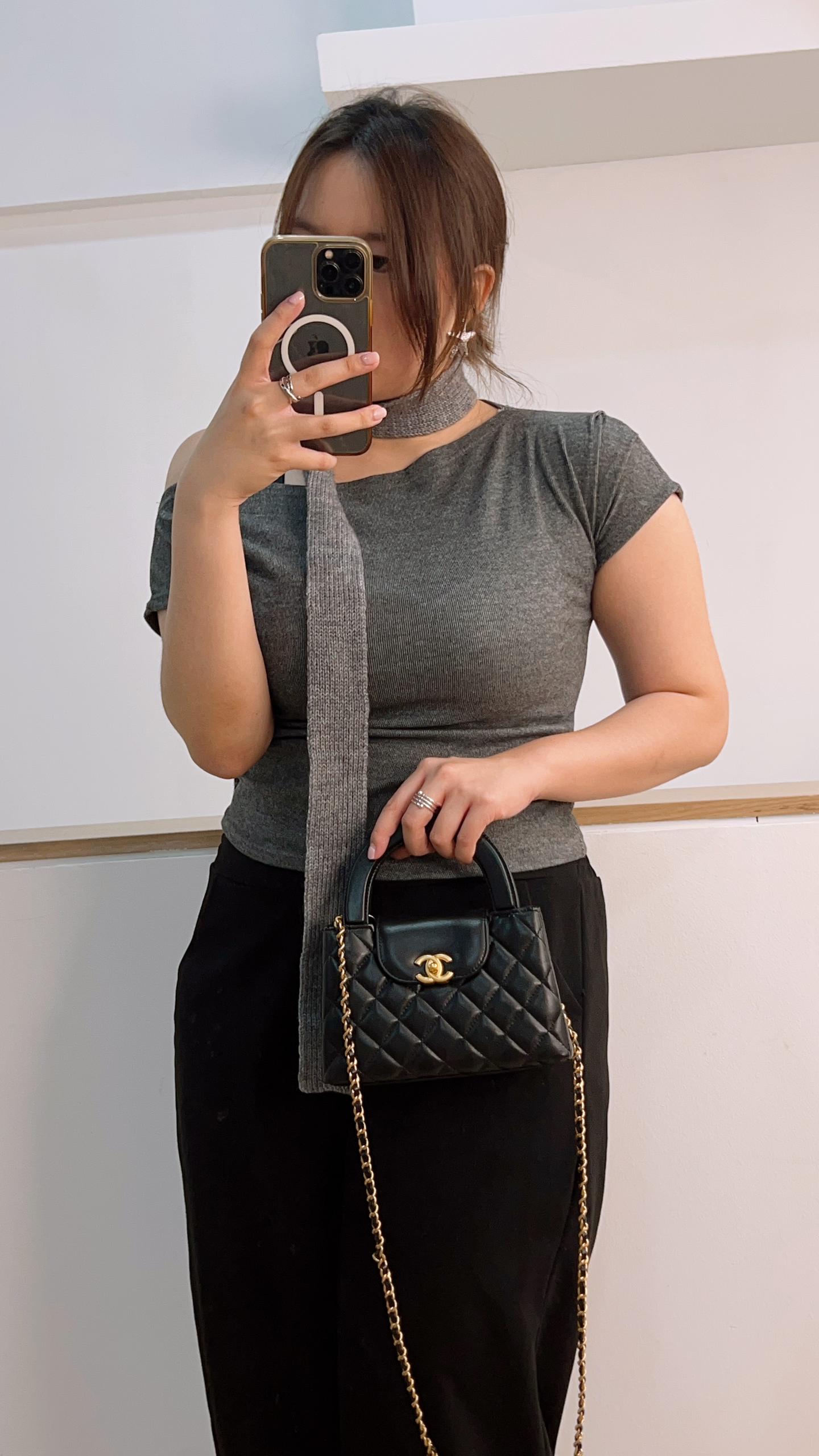 Chanel Black Calfskin Mini Kelly Shopper Tote (GHW)