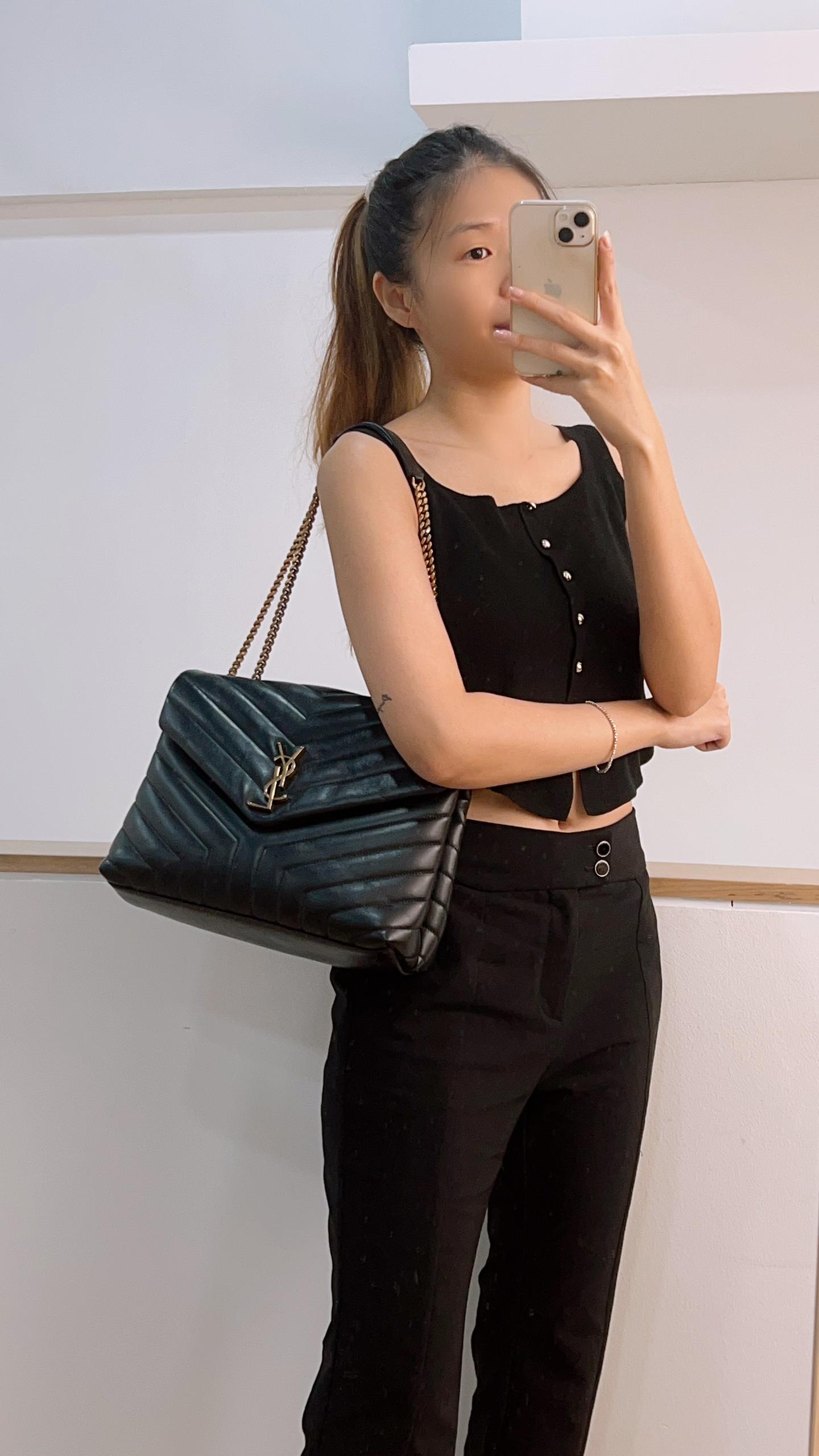 YSL Black Medium Lou Lou Shoulder Bag (GHW)