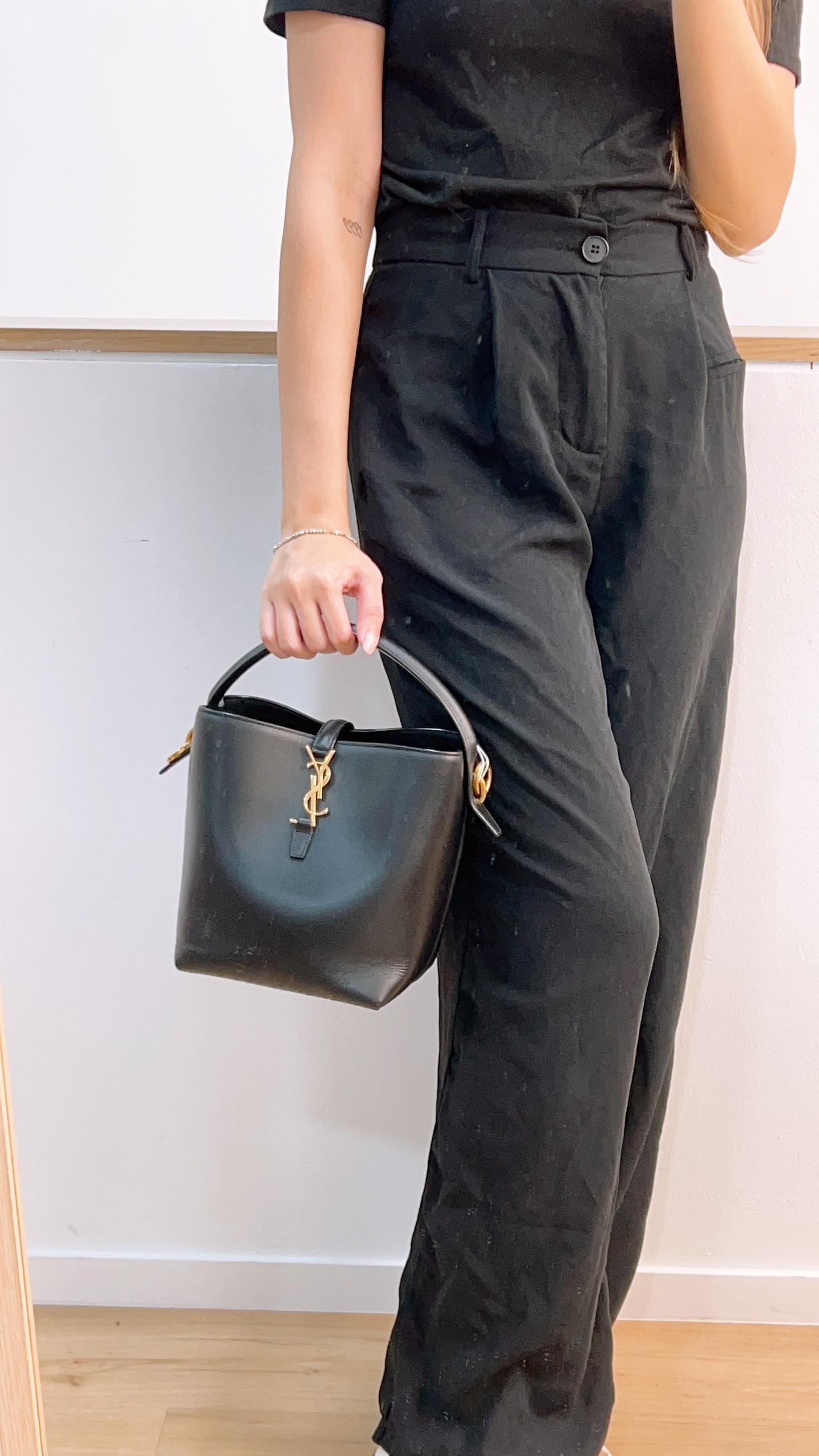 YSL Black Calfskin Le37 Small Bucket Bag (GHW)