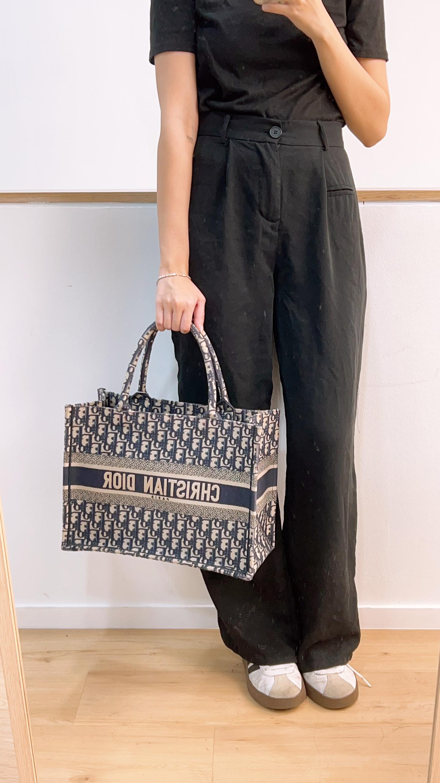 Dior Navy Oblique Medium Book Tote