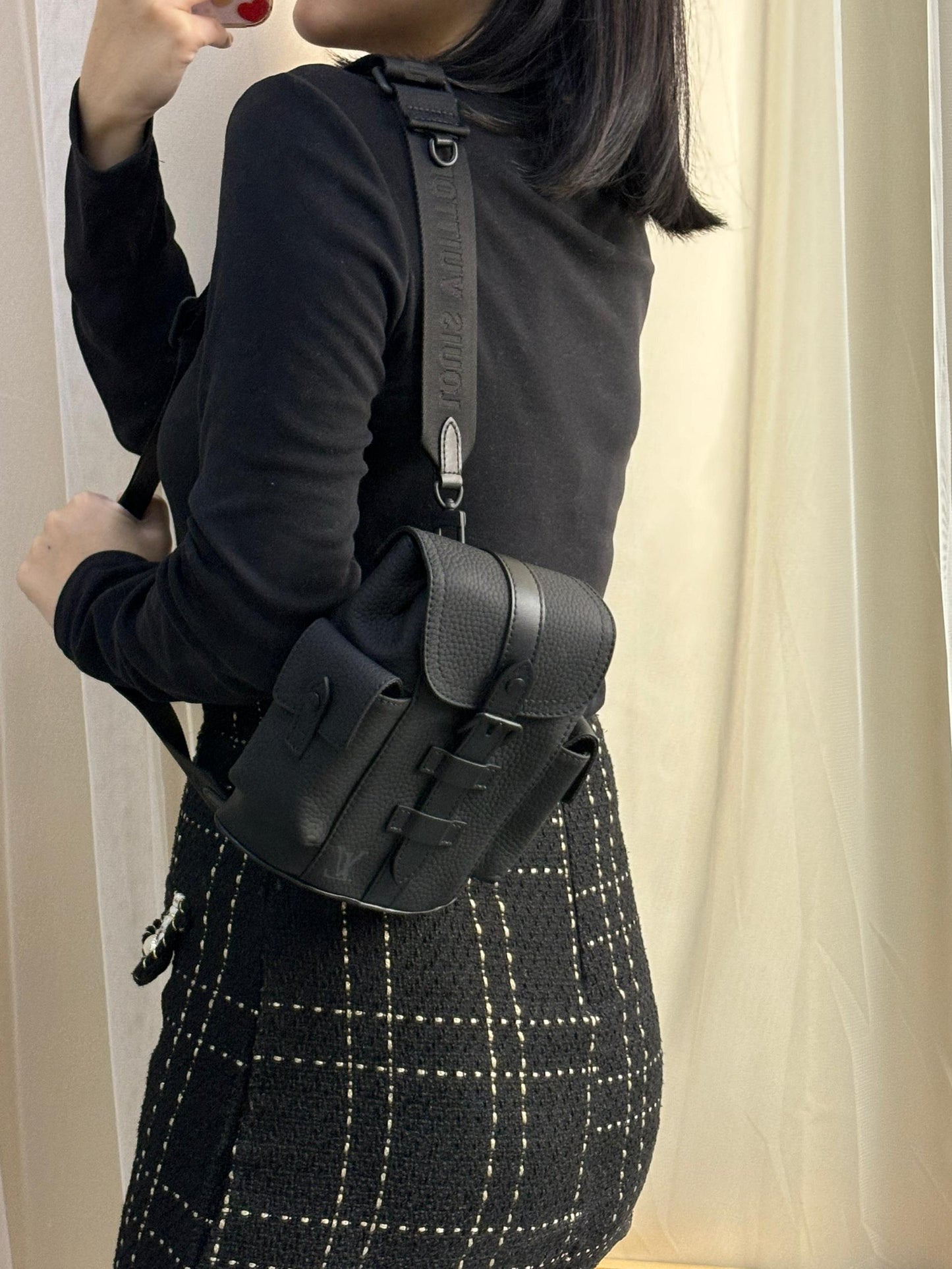 LV Black Taurillon Leather Christopher Nano Bag