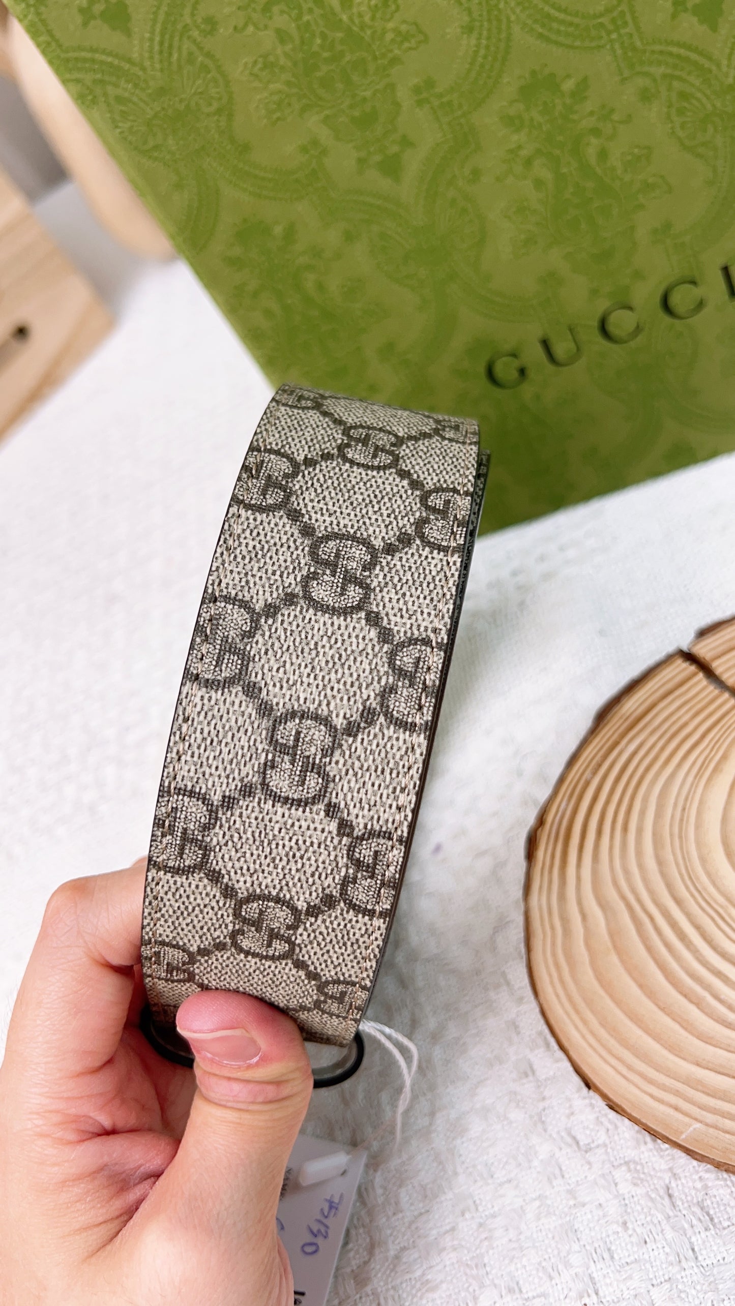 Gucci White GG Marmont Belt