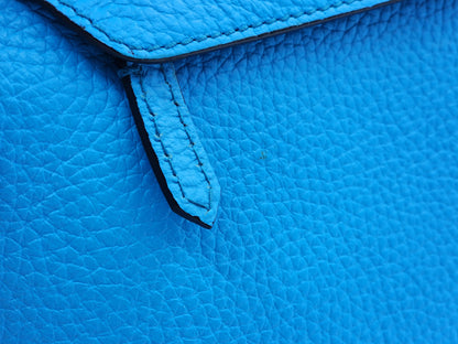 Burberry Blue Grain Calfskin Large Burleigh Messenger Bag