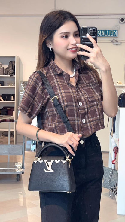 LV Black Mini Capucines W Strap