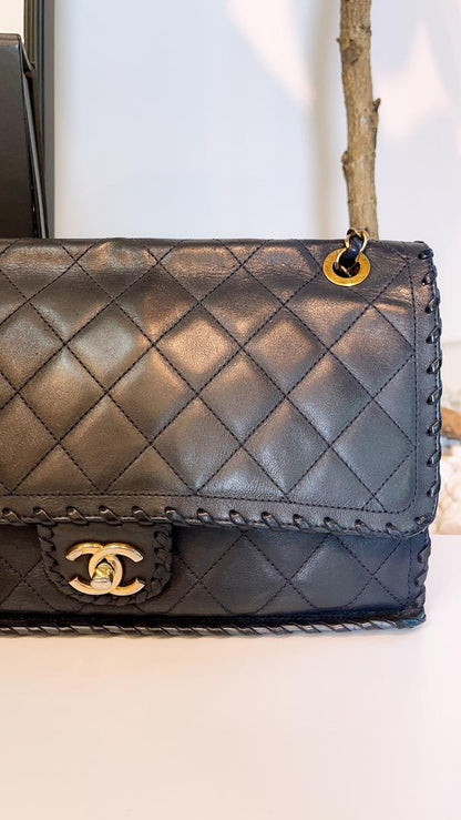Chanel Navy Calfskin Happy Stitch Flap (GHW)