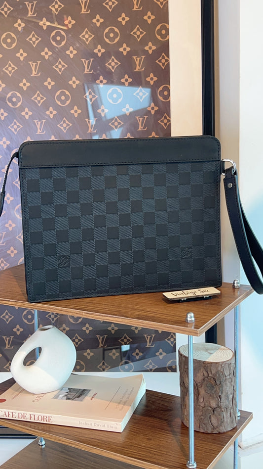 LV Damier Graphite Stand Pouch Clutch