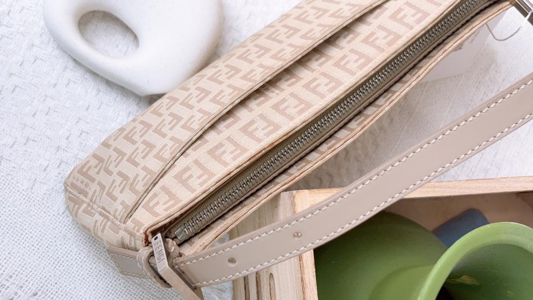 Fendi Beige Zucchino Canvas Vintage Shoulder Bag