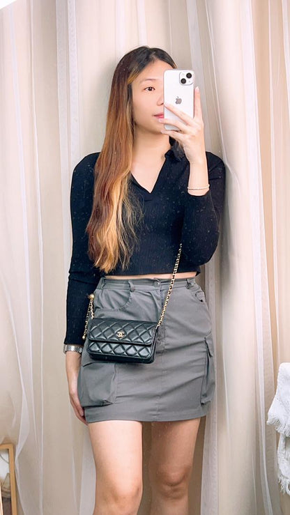 Chanel Black Mini Pearl Crush Woc (GHW)