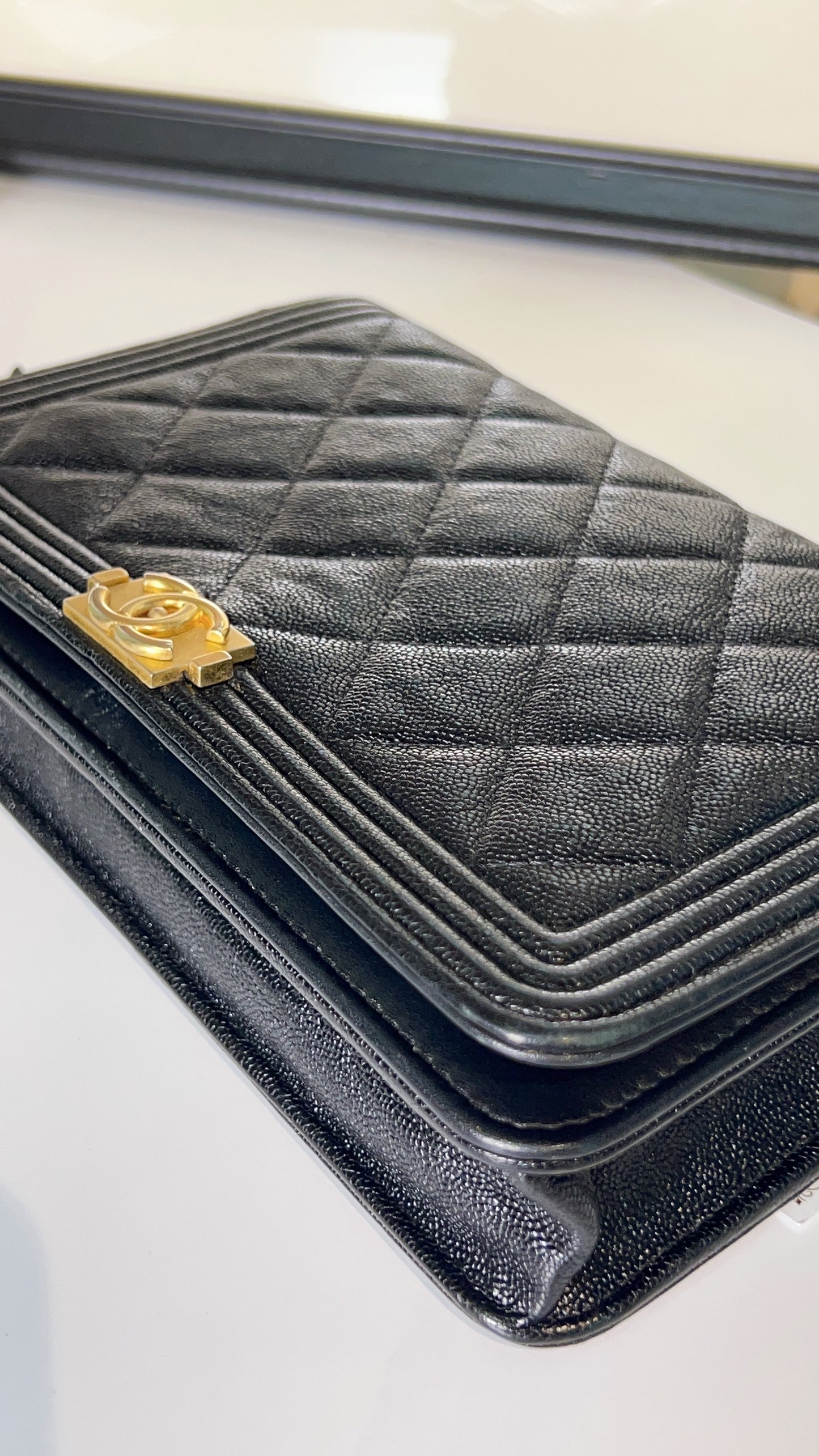 Chanel Black Caviar LeBoy WOC GHW