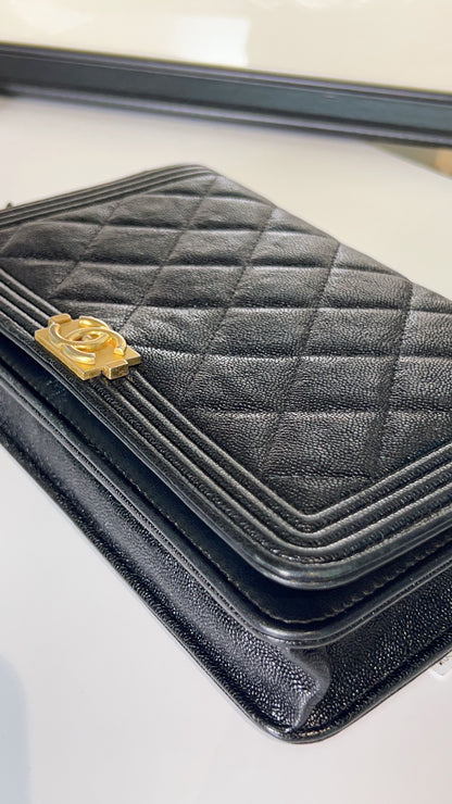 Chanel Black Caviar LeBoy WOC GHW