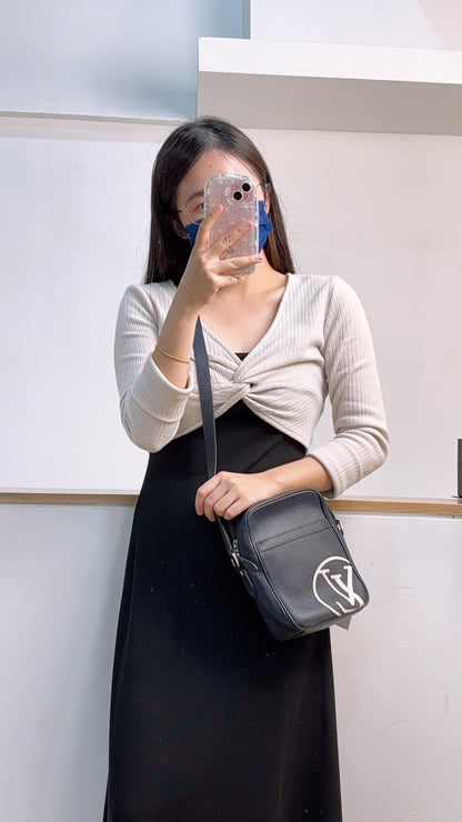 LV Navy Calfskin Logo Danube PM