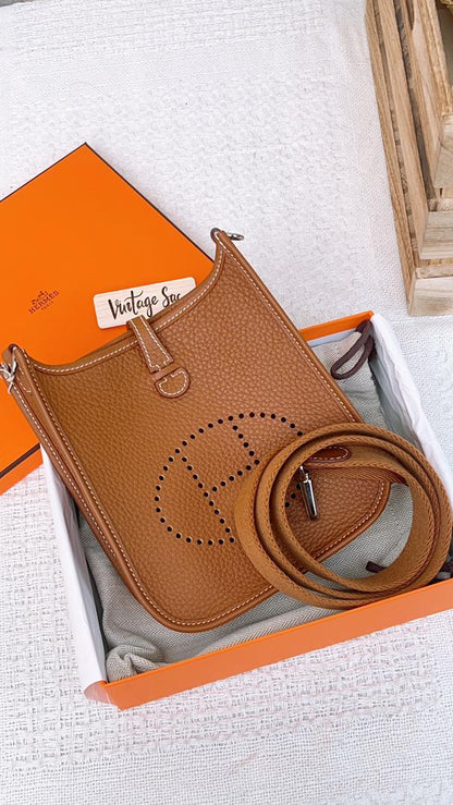 Hermes Gold Clemence Mini Evelyne (PHW)