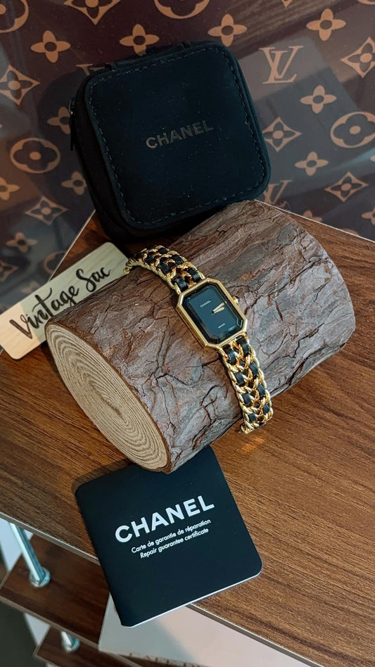 Chanel Gold Black Vintage Premiere Watch S