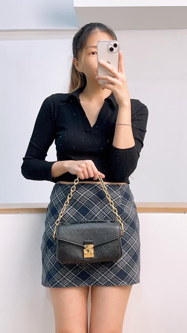 LV Black Monogram Empreinte Pochette Metis East West