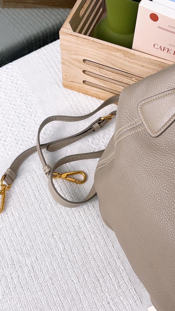 Prada Grey Leather Sacca 2 Manici Shoulder Tote Bag