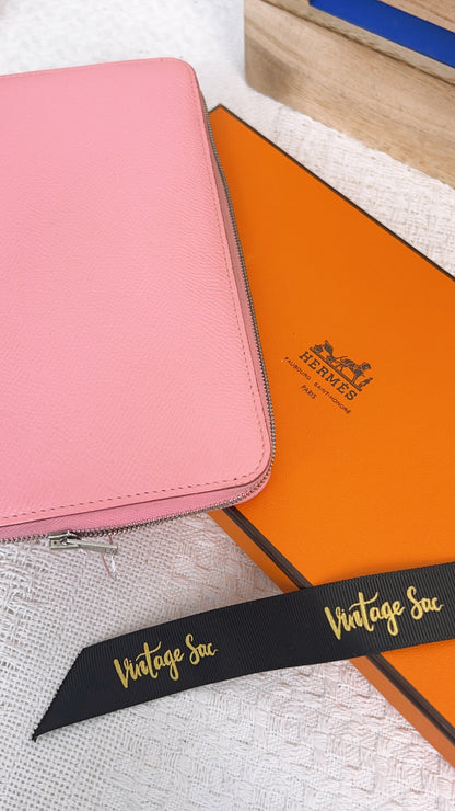 Hermes Pink Silk’in Classique Long Wallet