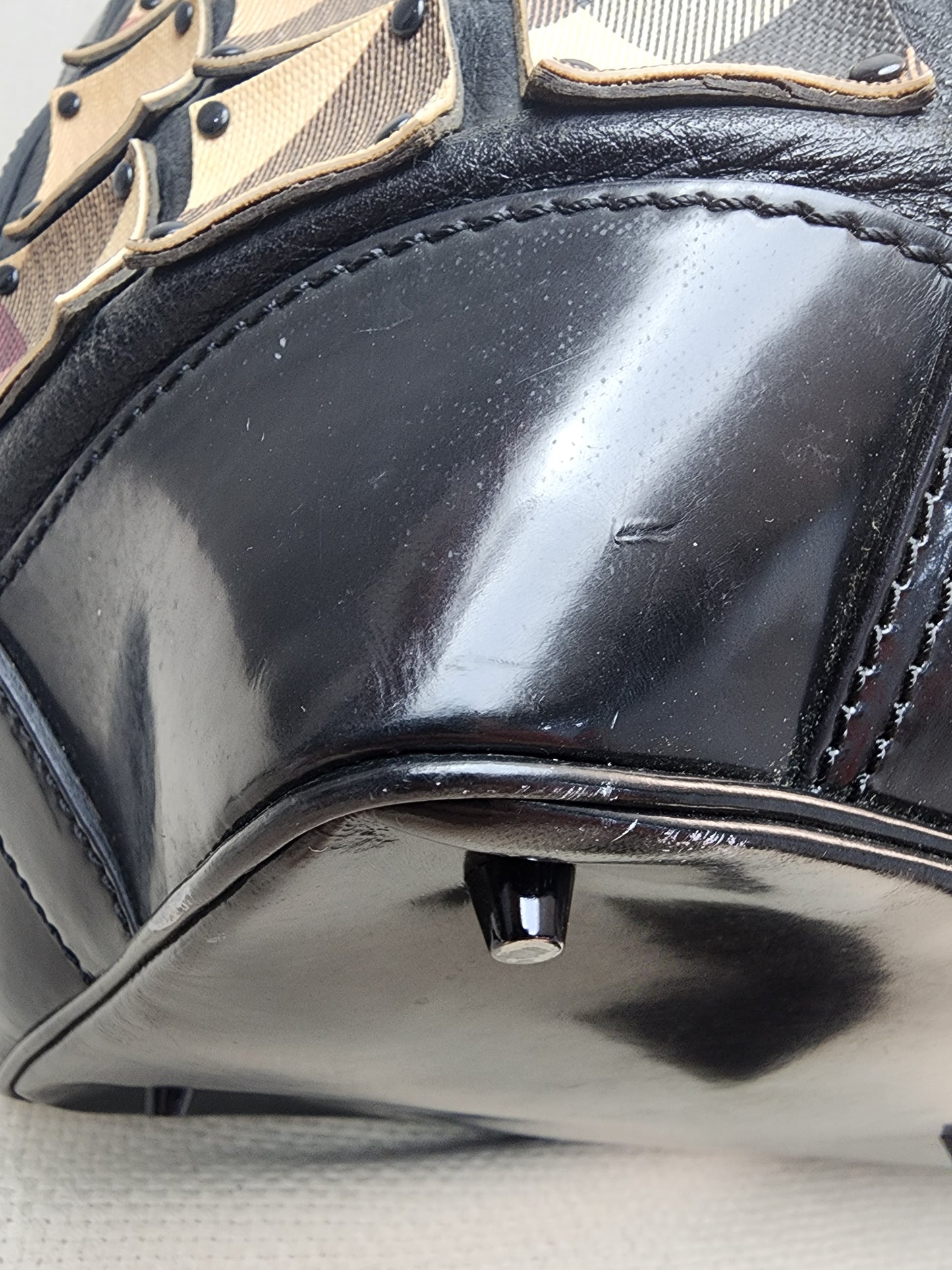 Burberry Nova Check Studded Warrior Armour Hobo Bag