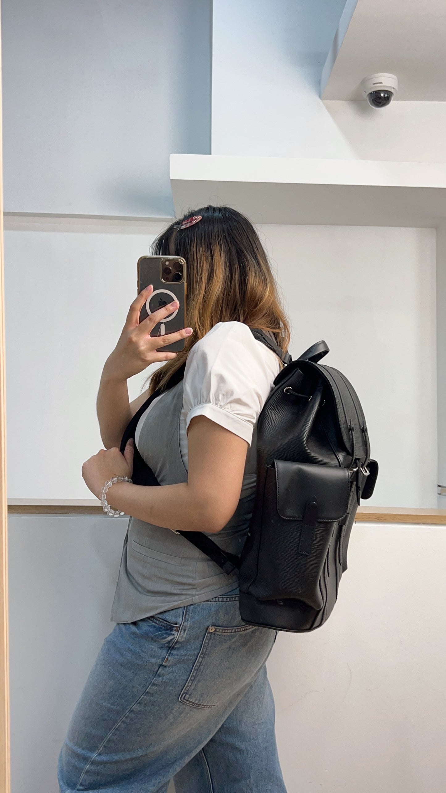 LV Black Epi Christopher Backpack MM