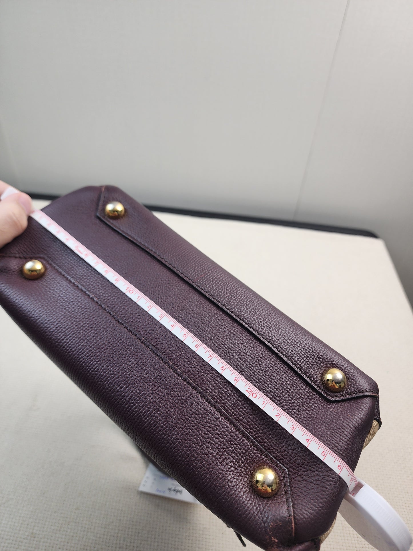 Burberry Burgundy Calfskin Banner Tote Small