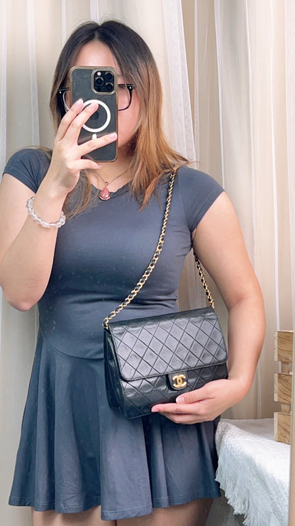 Chanel Black Vintage Button Flap (GHW)
