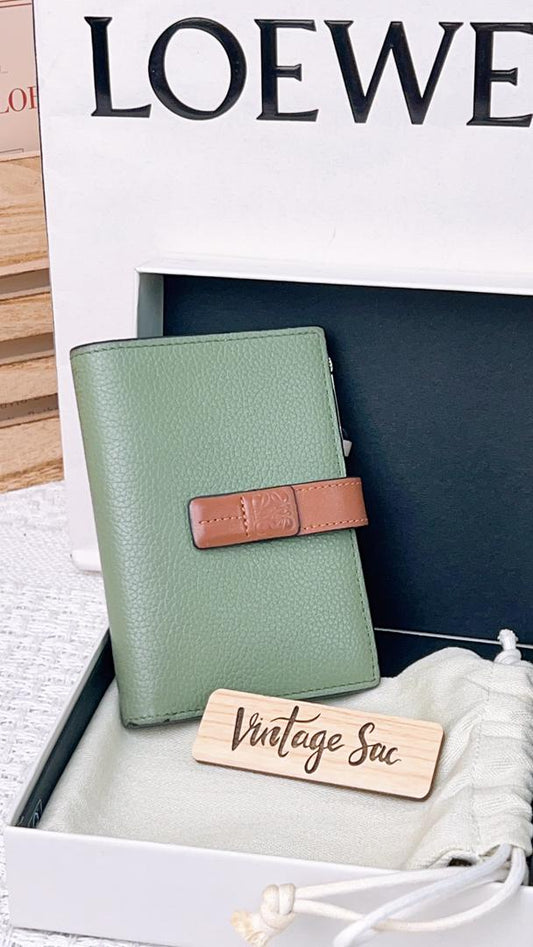 Loewe Calfskin Green Compact Zip Wallet