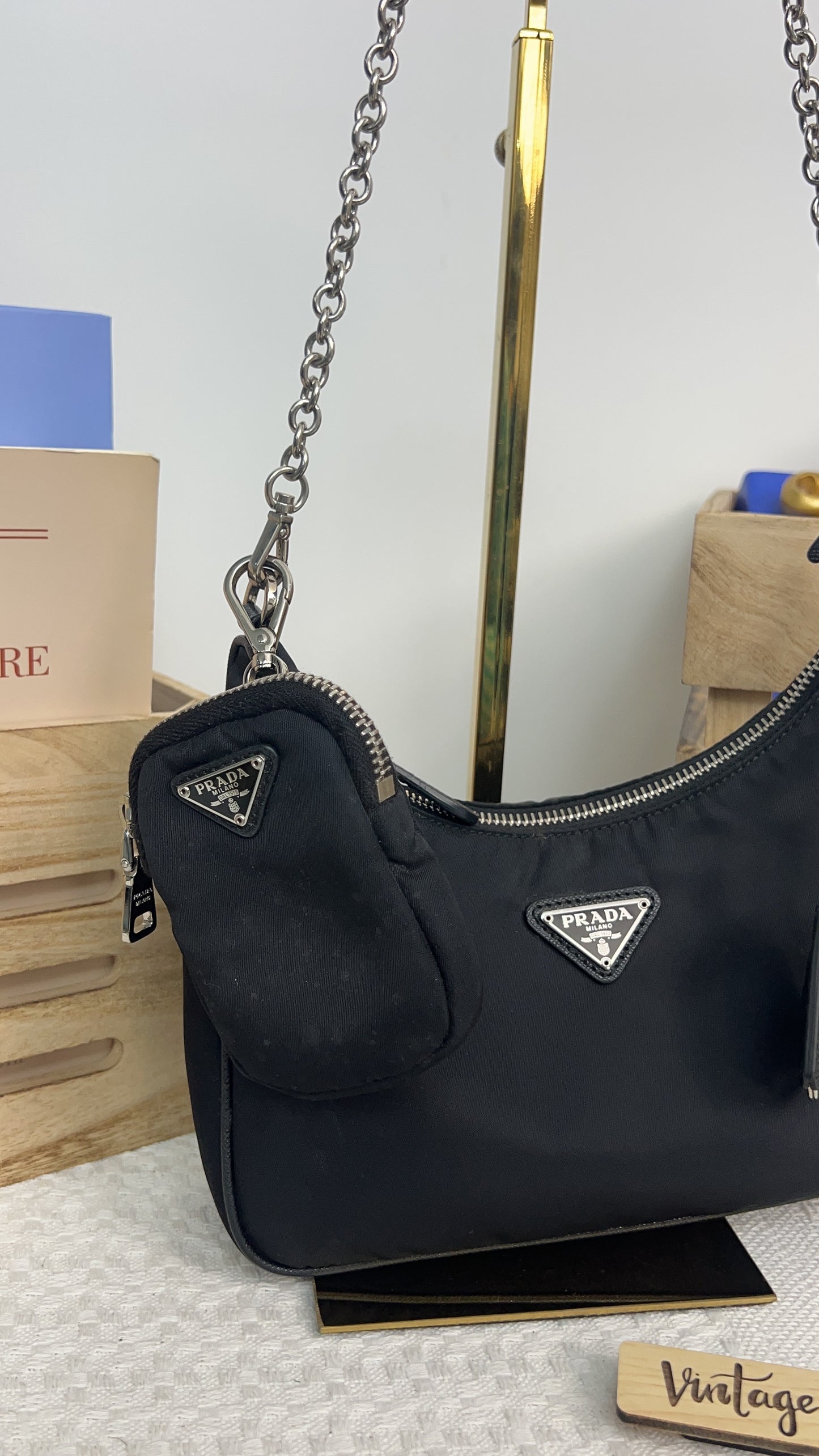 Prada Black Nylon Re-edition 2005 3 in 1 Hobo