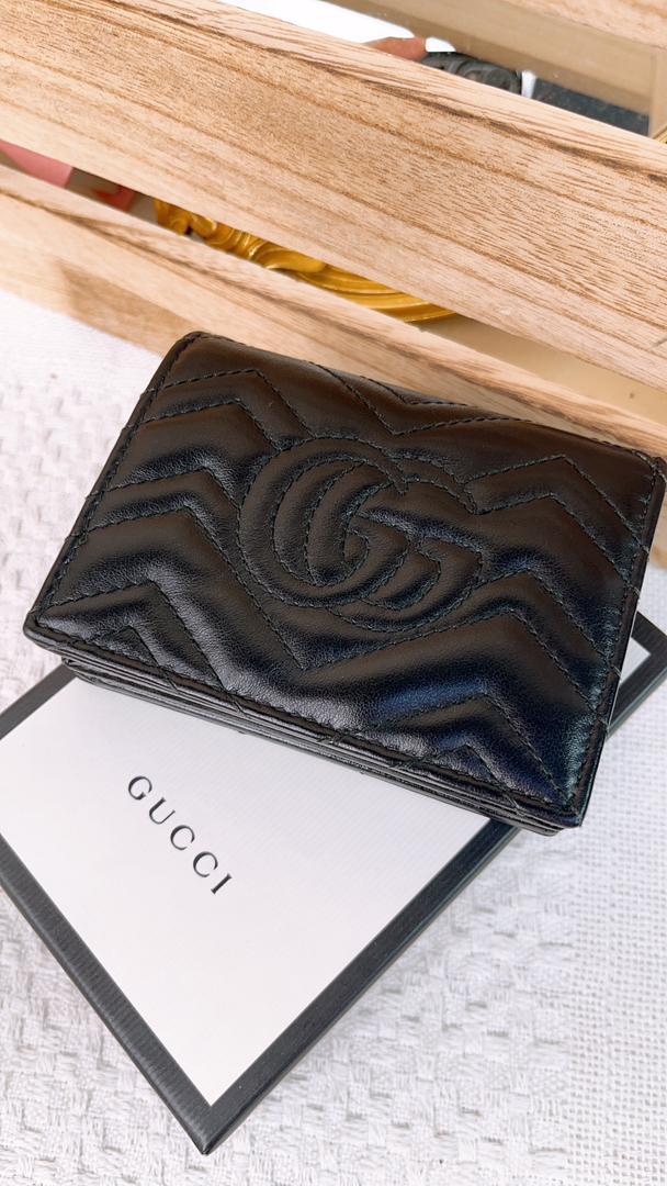 Gucci Black Marmont Bifold Wallet (GHW)