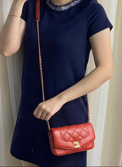 Chanel Red Calfskin Mini Diana Reissue Flap Bag GHW