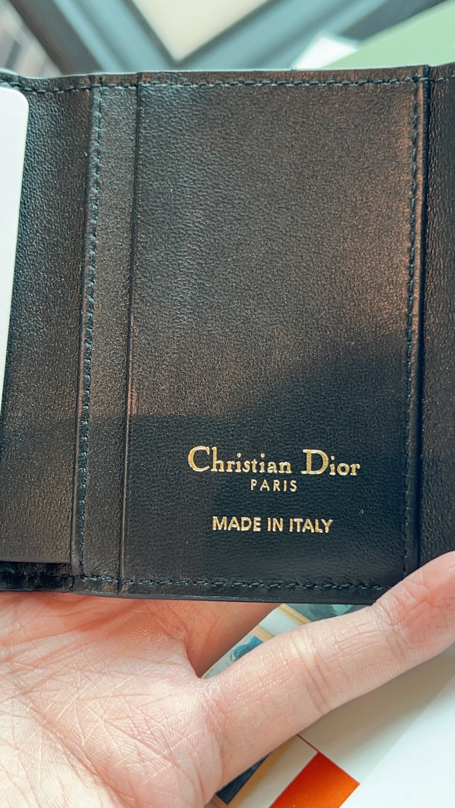 Dior Black Caro Hibiscus Crystal L Zip Wallet