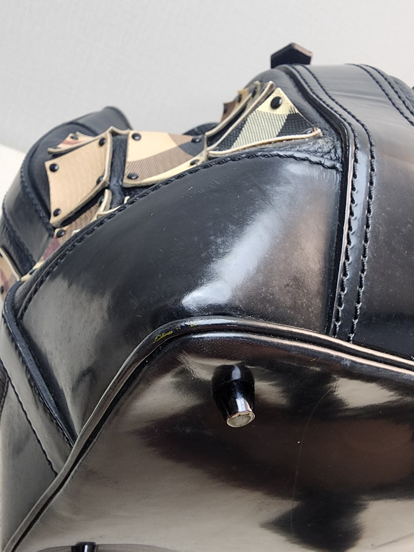 Burberry Nova Check Studded Warrior Armour Hobo Bag