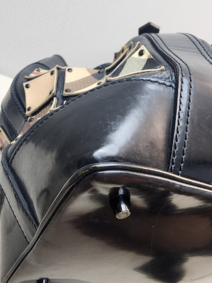 Burberry Nova Check Studded Warrior Armour Hobo Bag