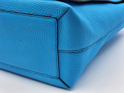 Burberry Blue Grain Calfskin Large Burleigh Messenger Bag