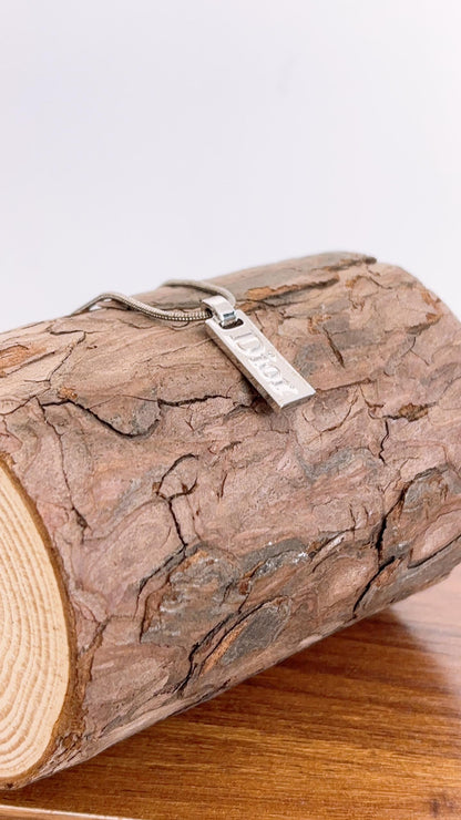 Dior Silver Logo Plate Necklace