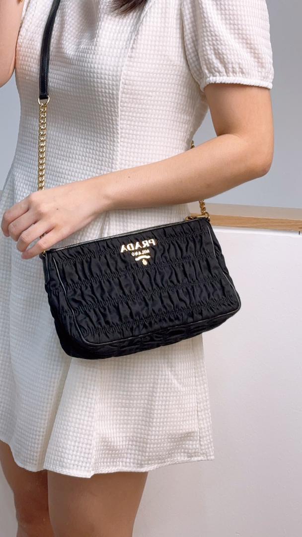 Prada Black Tessuto Gaufre Crossbody Bag
