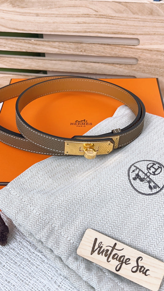 Hermes Epson Etoupe Kelly 18 Belt GHW