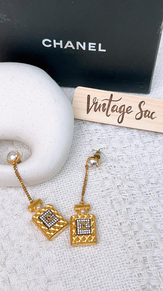 Chanel Gold Perfume Earrings