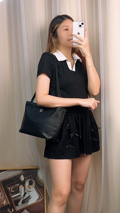 Versace Black Leather Shoulder Bag