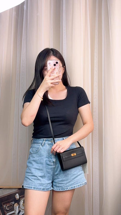 Hermes Noir Epsom Kelly To Go (GHW)