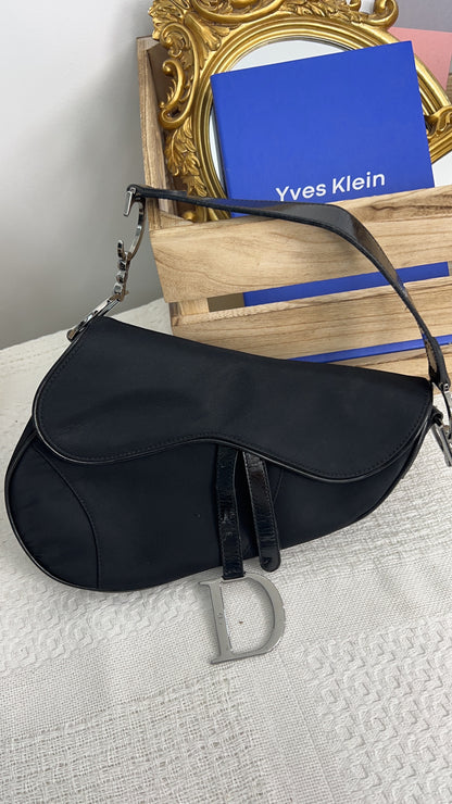 Dior Black Nylon Vintage Saddle Bag SHW