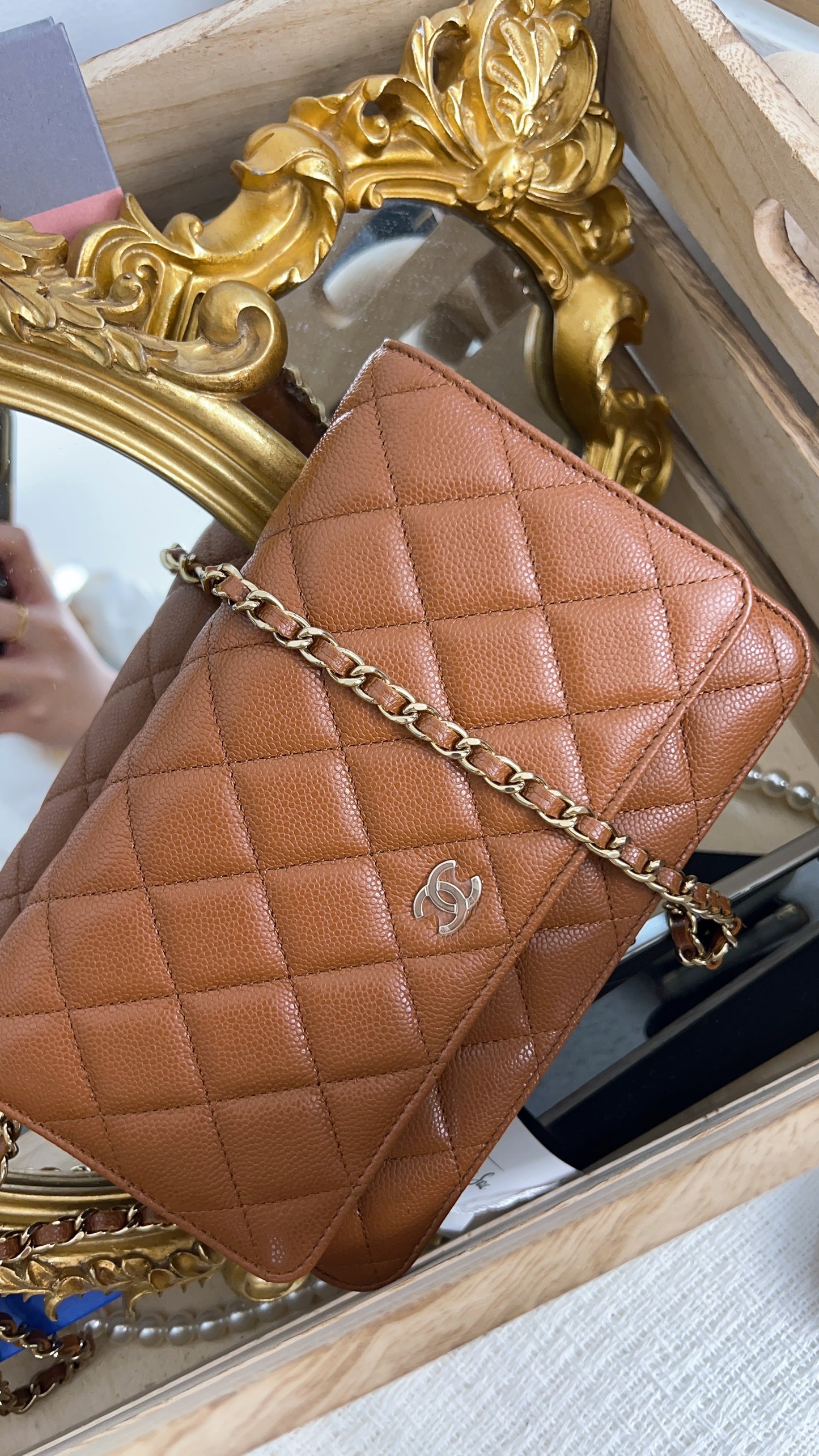 Chanel Brown Caviar Classic WOC