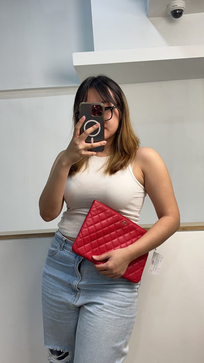 Chanel Red Medium Lambskin O’case GHW