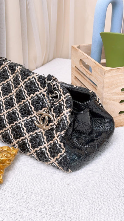 Chanel Black Glazed Calfskin Mademoiselle Bowling Bag (SHW)