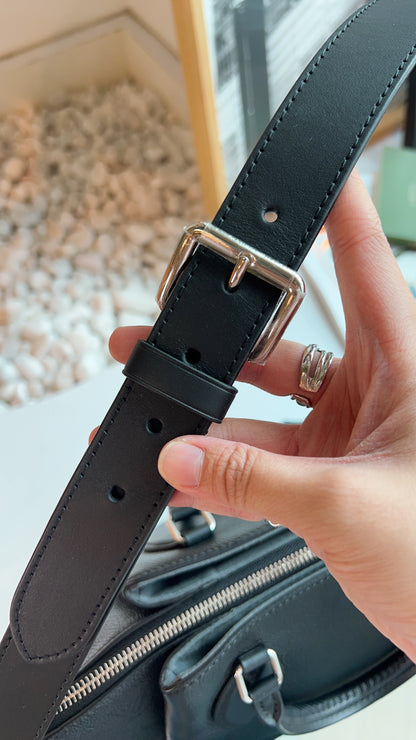 LV Black Mahina Leather Haumea Shoulder Bag