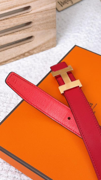 Hermes Red / Rose Jaipur Constance Reversible Belt 23mm