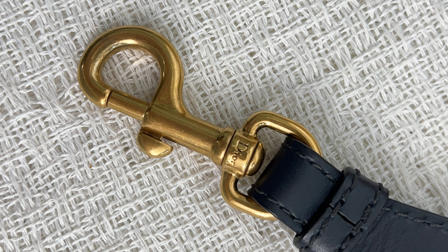 Dior Navy Embroidery Oblique Strap