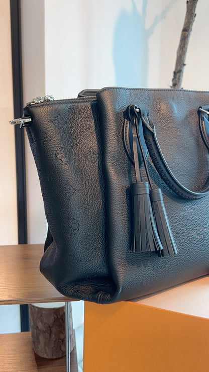 LV Black Mahina Leather Haumea Shoulder Bag